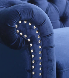Photo 1 of ADETOKUNBO TUFTED VELVET CHESTERFIELD 3 SEATER SOFA BLUE 