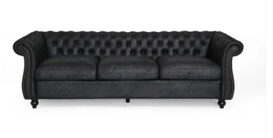 Photo 1 of VITA CHESTERFIELD TUFTED MICROFIBER SOFA WITH SCROLL ARMS AND NAIL HEAD TRIM