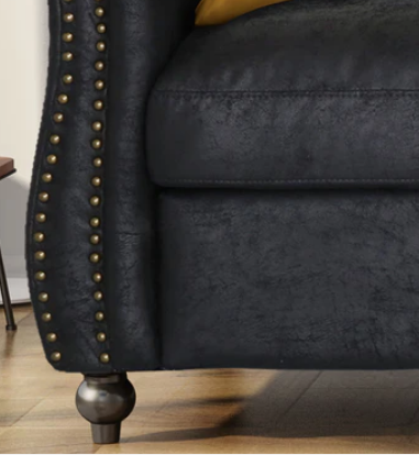 Photo 1 of VITA CHESTERFIELD TUFTED MICROFIBER SOFA WITH SCROLL ARMS AND NAIL HEAD TRIM