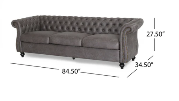 Photo 1 of VITA CHESTERFIELD TUFTED MICROFIBER SOFA WITH SCROLL ARMS AND NAIL HEAD TRIM