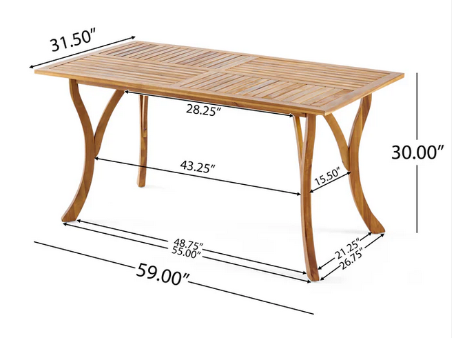 Photo 1 of HESTIA TEAK FINISH ACACIA WOOD RECTANGULAR OUTDOOR DINING TABLE 