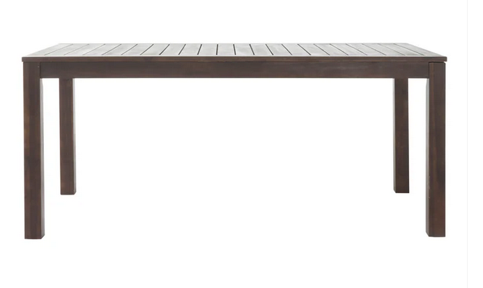 Photo 1 of MARIN RUSTIC OUTDOOR SLATTED DARK BROWN ACACIA WOOD DINING TABLE