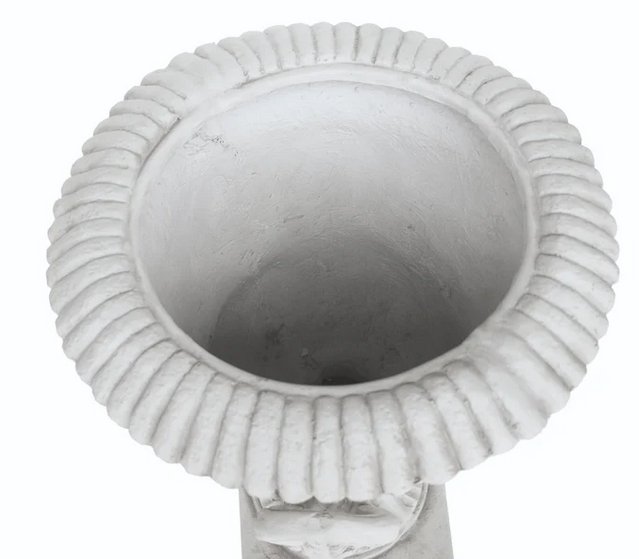 Photo 1 of JOA CHALICE GARDEN URN PLANTER, ROMAN, BOTANICAL, LIGHTWEIGHT CONCRETE ANTIQUE WHITE VASE
