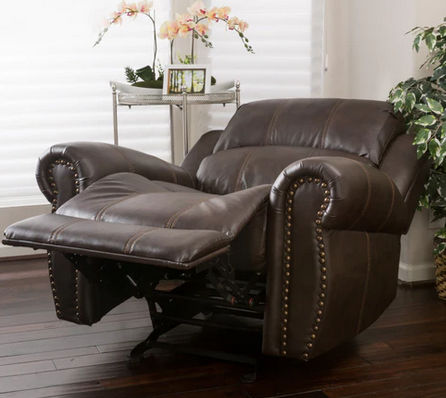 Photo 1 of HARBOR BROWN LEATHER GLIDER RECLINER CLUB CHAIR