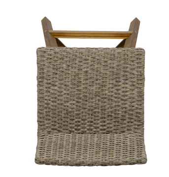 Photo 1 of BELLAGIO OUTDOOR ACACIA WOOD TEAK FINISH + LIGHT BROWN WICKER BAR STOOLS SET OF 2 