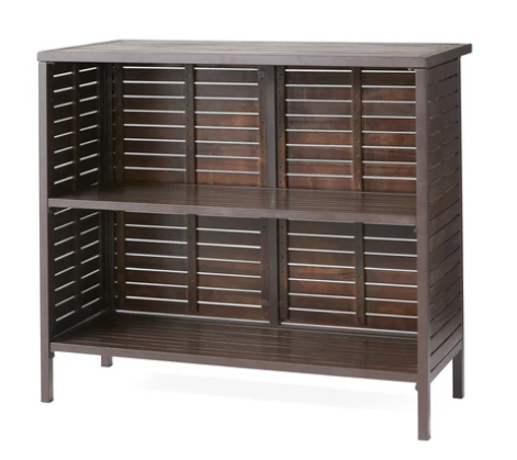 Photo 1 of ISABEL DARK GROUND ACACIA WOOD DARK BROWN + RUSTIC METAL OUTDOOR BAR TABLE