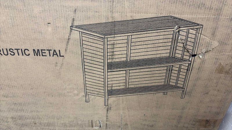 Photo 1 of ISABEL DARK GROUND ACACIA WOOD DARK BROWN + RUSTIC METAL OUTDOOR BAR TABLE