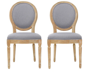 Photo 1 of PHINNAEUS FRENCH COUNTRY FABRIC DINING GREY CHAIR SET OF 2