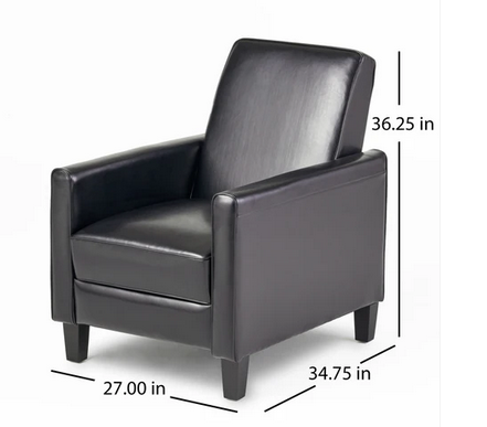 Photo 1 of LUCAS MODERN LEATHER RECLINER BLACK CHAIR