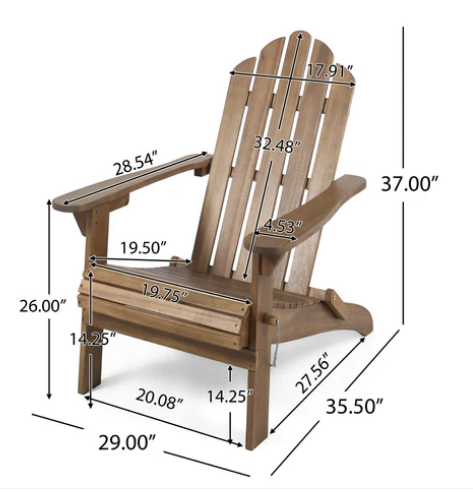 Photo 1 of CARA OUTDOOR ACACIA WOOD FOLDING ADIRONDACK DARK BROWN CHAIR