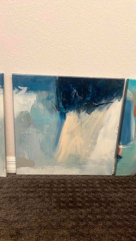 Photo 1 of SET OF 3 ORIGINAL OIL ABSTRACT ARTWORK EACH 17” X 17”