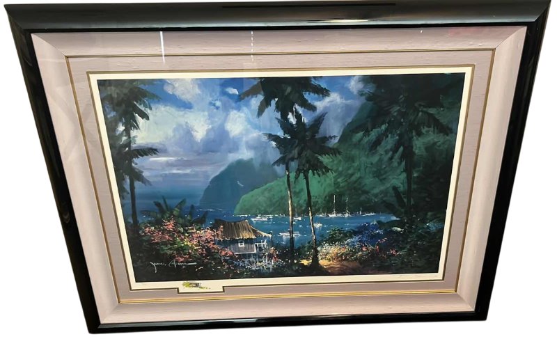 Photo 1 of ORIGINAL JAMES COLEMAN "RAIN OVER THE BAY" SIGNED OIL PAINTING  38” X 48”