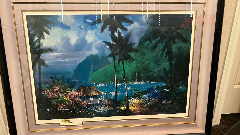 Photo 1 of ORIGINAL JAMES COLEMAN "RAIN OVER THE BAY" SIGNED OIL PAINTING  38” X 48”