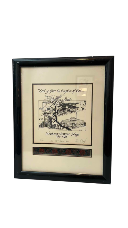 Photo 1 of ORIGINAL 75TH ANNIVERSARY RELIGIOUS COLLEGE ARTWORK SIGNED 12.5” X 15.5”