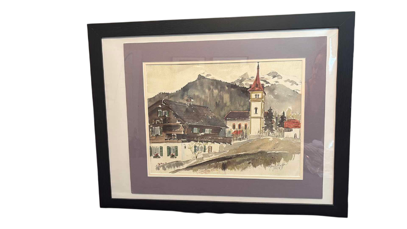 Photo 1 of FRAMED SIGNED ART MOUNTAIN SIDE MARY SHAFFER 1978 20” X 26” H