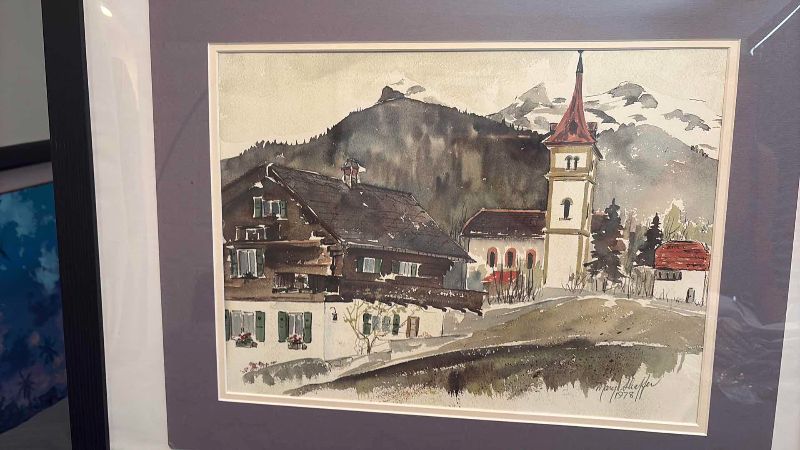Photo 1 of FRAMED SIGNED ART MOUNTAIN SIDE MARY SHAFFER 1978 20” X 26” H