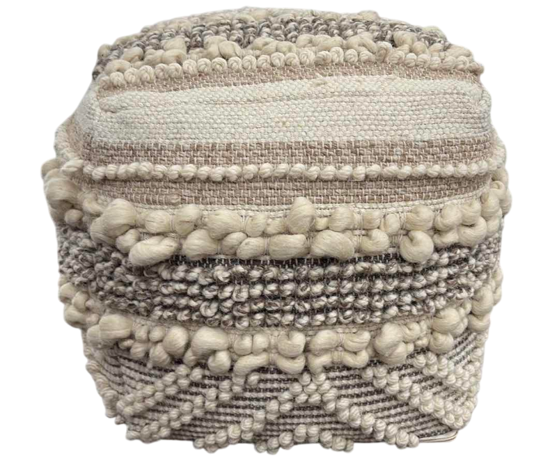 Photo 1 of KATIYA BOHO HANDMADE POUF OFF WHITE 16" SQUARE