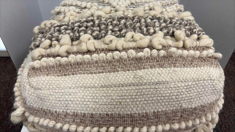 Photo 1 of KATIYA BOHO HANDMADE POUF OFF WHITE 16" SQUARE