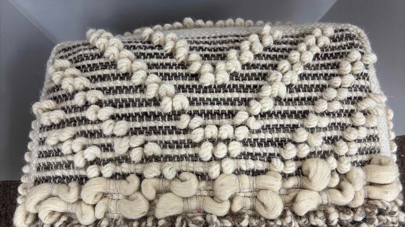 Photo 1 of KATIYA BOHO HANDMADE POUF OFF WHITE 16" SQUARE