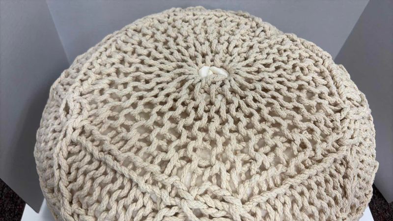 Photo 1 of CHRISTOPHER KNIGHT MORVEN POUF IVORY 20" X 14"