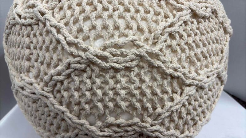 Photo 1 of CHRISTOPHER KNIGHT MORVEN POUF IVORY 20" X 14"