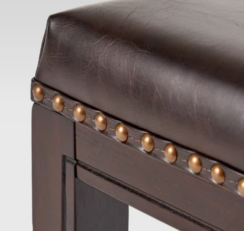 Photo 1 of 2CONTEMPORARY NAIL HEADED STUDDED COUNTER STOOLS BROWN