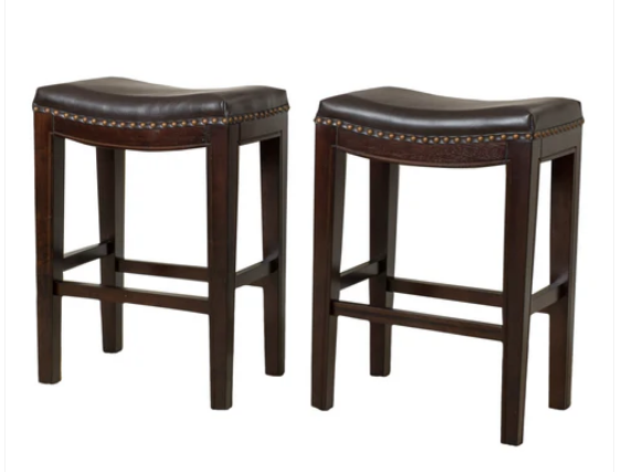 Photo 1 of 2CONTEMPORARY NAIL HEADED STUDDED COUNTER STOOLS BROWN