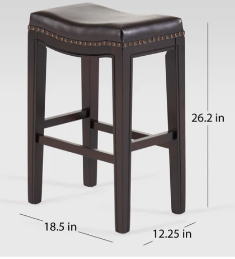 Photo 1 of 2CONTEMPORARY NAIL HEADED STUDDED COUNTER STOOLS BROWN