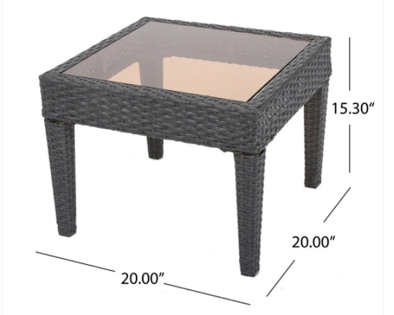 Photo 1 of JERMAINE OUTDOOR GREY WICKER SIDE TABLE GREY