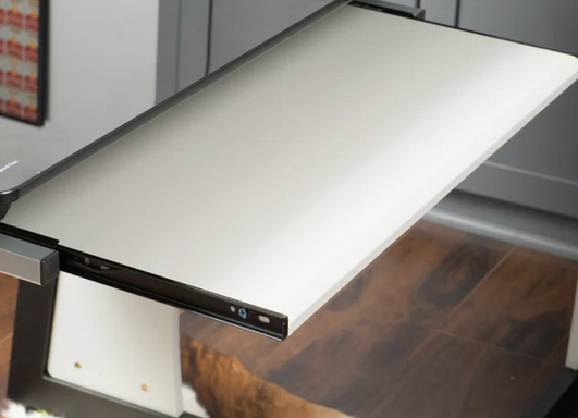 Photo 1 of ORION MODERN L-SHAPED BLACK AND GREY IRON CORNER OFFICE DESK BLACK AND GRAY WITH TEMPERED GLASS TOP 