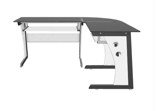 Photo 1 of ORION MODERN L-SHAPED BLACK AND GREY IRON CORNER OFFICE DESK BLACK AND GRAY WITH TEMPERED GLASS TOP 