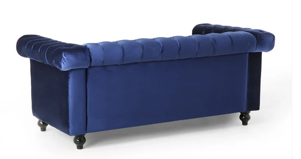 Photo 1 of TIMBER MODERN GLAM TUFTED LOVESEAT WITH NAILHEAD TRIM BLUE