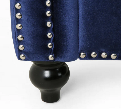 Photo 1 of TIMBER MODERN GLAM TUFTED LOVESEAT WITH NAILHEAD TRIM BLUE