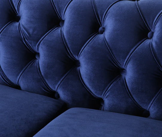 Photo 1 of TIMBER MODERN GLAM TUFTED LOVESEAT WITH NAILHEAD TRIM BLUE