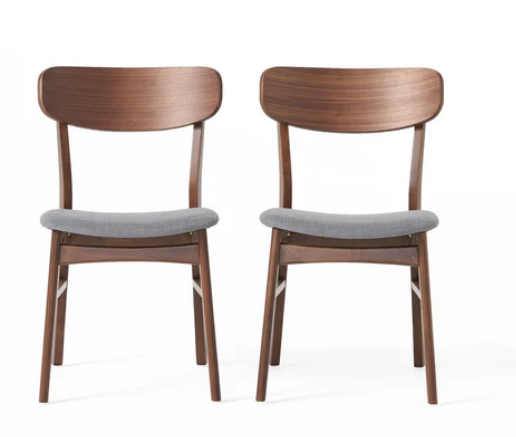 Photo 1 of 2-LUCILLE FABRIC/WOOD FINISH DINING CHAIRS 