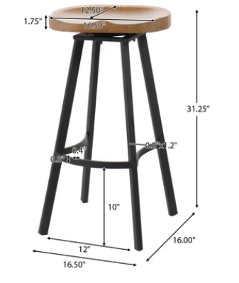 Photo 1 of 2 SHEA WOOD AND IRON RUSTIC SWIVEL BARSTOOLS 
