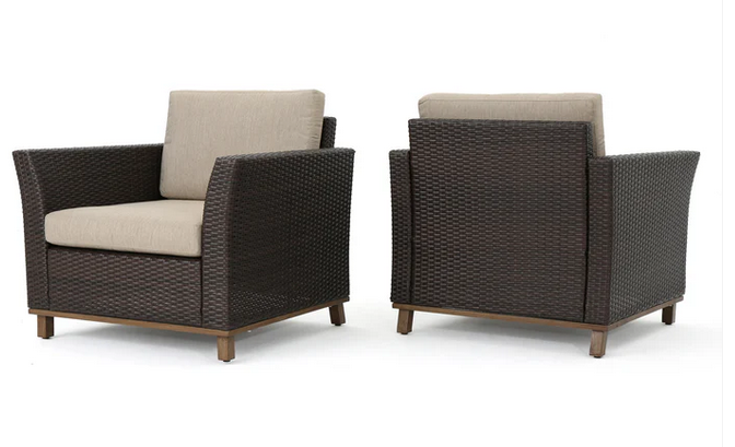 Photo 1 of 2 GRADY OUTDOOR ALUMINUM FRAMED MIX BROWN WICKER CLUB CHAIRS
