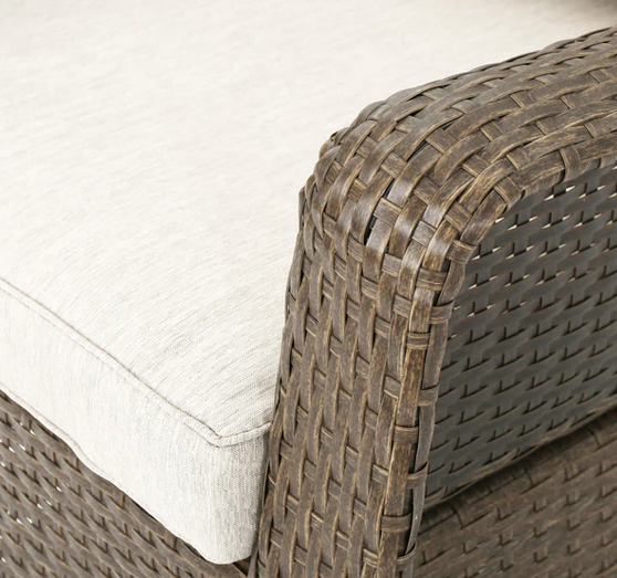 Photo 1 of 2 LINSTEN OUTDOOR WICKER BROWN SWIVEL CLUB CHAIRS WITH WATER RESISTANT CUSHIONS