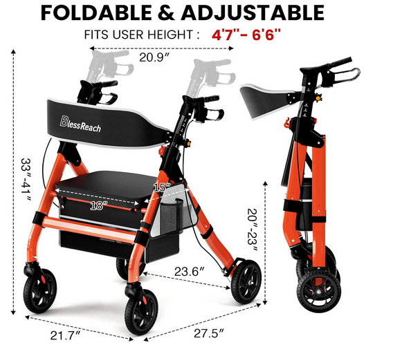 Photo 1 of ROLLATOR WALKER 450LBS RED