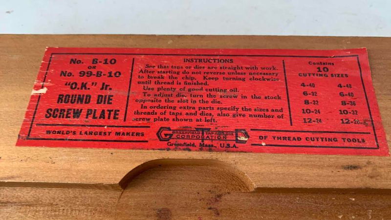 Photo 1 of GREENFIELD TAP AND DIE SET