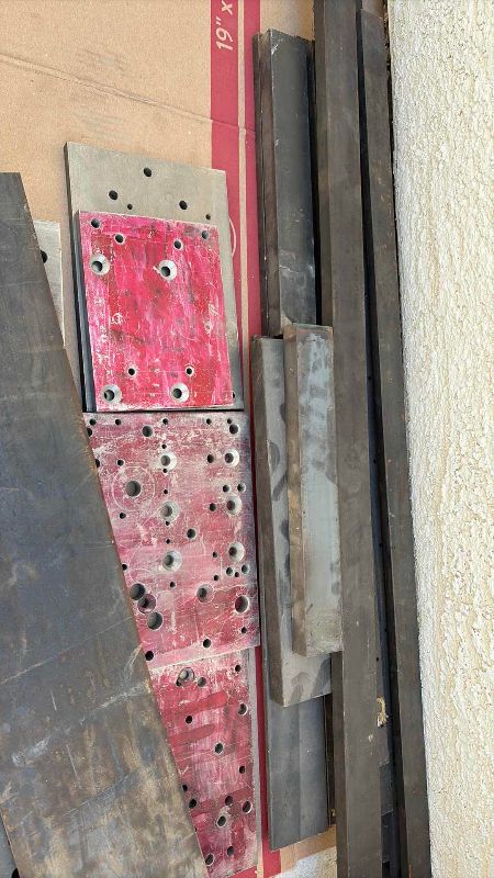 Photo 1 of ASSORTED STEEL SLATS LONGEST IS 45.5" AND STEEL PLATES 