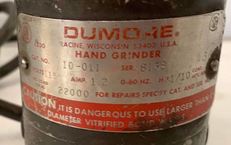 Photo 1 of VINTAGE DUMORE SERIES 10 HAND GRINDER KNOWN FOR PRECIISION TOOL AND DIE WORK