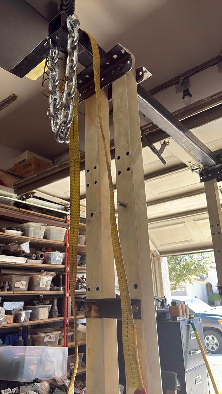 Photo 1 of ENGINE LIFT CUSTOM MADE 87” X 45” H87” WITH HOIST AND CHAINS