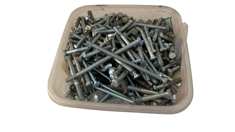 Photo 1 of CONTAINER OF VARIOUS SIZES OF BOLTS