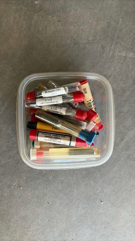 Photo 1 of CONTAINER OF DIFFERENT SIZE CARBIDE STRIPS