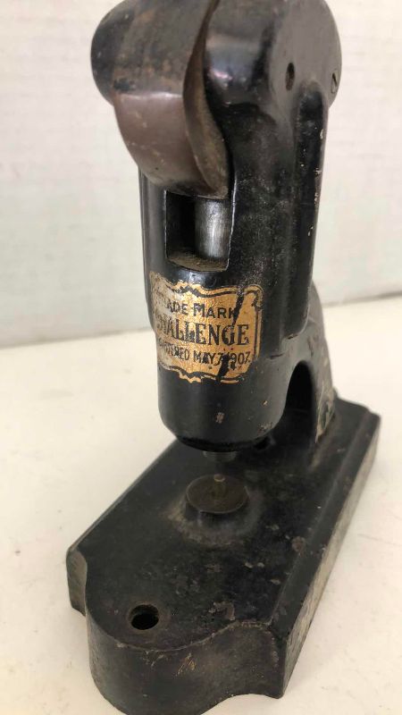 Photo 1 of ANTIQUE CHALLENGE EYELET PRESS NO. 1 CAST IRON TOOL
