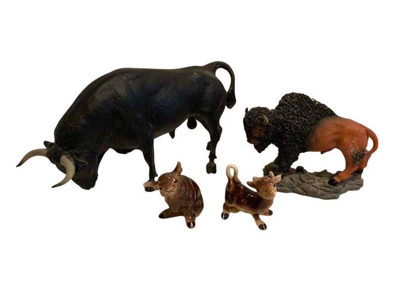 Photo 1 of BULL AND COW STATUES AND SALT AND PEPPER SHAKERS