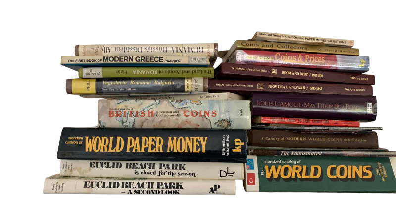 Photo 1 of ASSORTED COIN AND GEOGRAPHY BOOKS