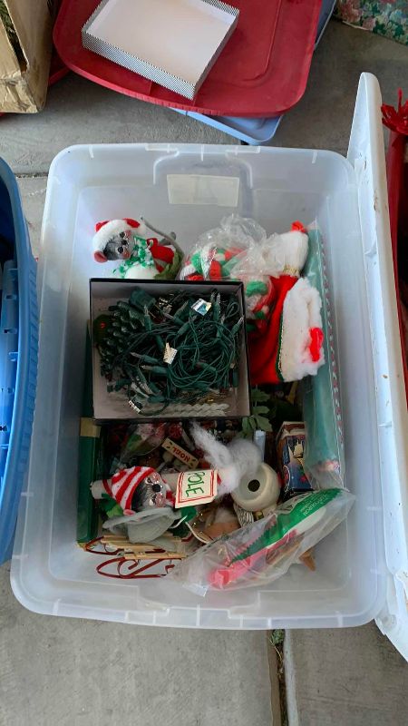 Photo 1 of 3 TUBS OF CHRISTMAS DECORATIONS