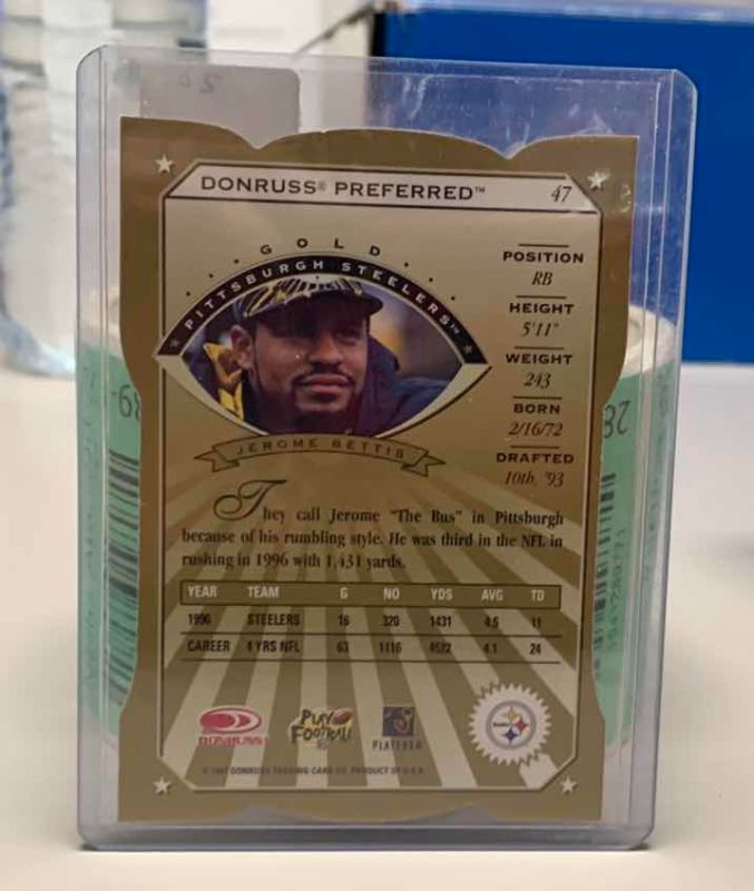 Photo 1 of 1997 JEROME BETTIS DIE CUT DONRUSS NFL FOOTBALL CARD